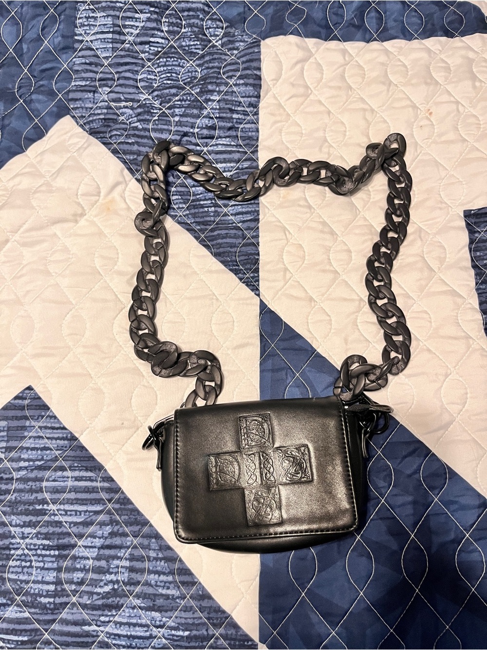 Disturbia Black Mini Crossbody Bag with Chunky Chain